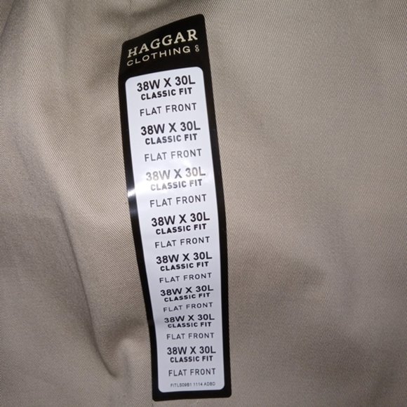 Haggar Clothing Classic Fit Flat Front Sand Khaki Premium No Iron Pants 38W 30L - Picture 4 of 7